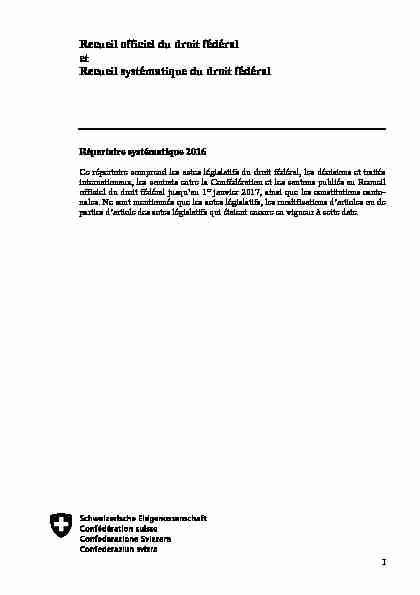 recueil systématique du droit fédéral.